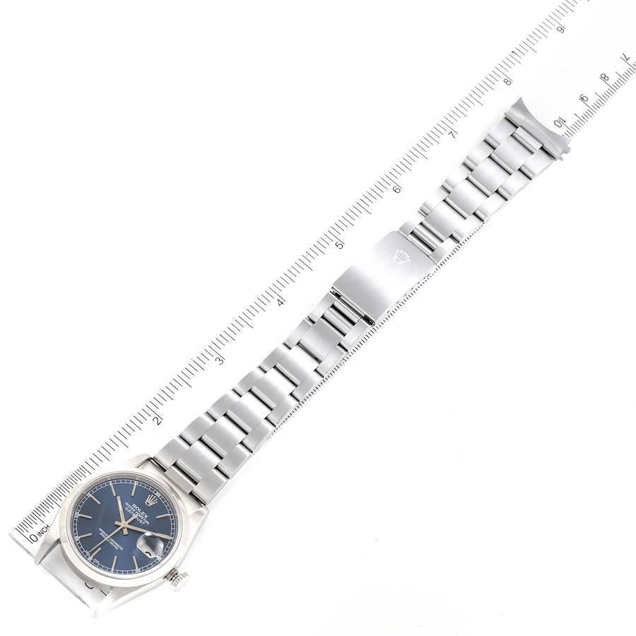 Rolex Datejust Blue Dial Oyster Bracelet Steel Mens Watch 16200 Box Papers 3