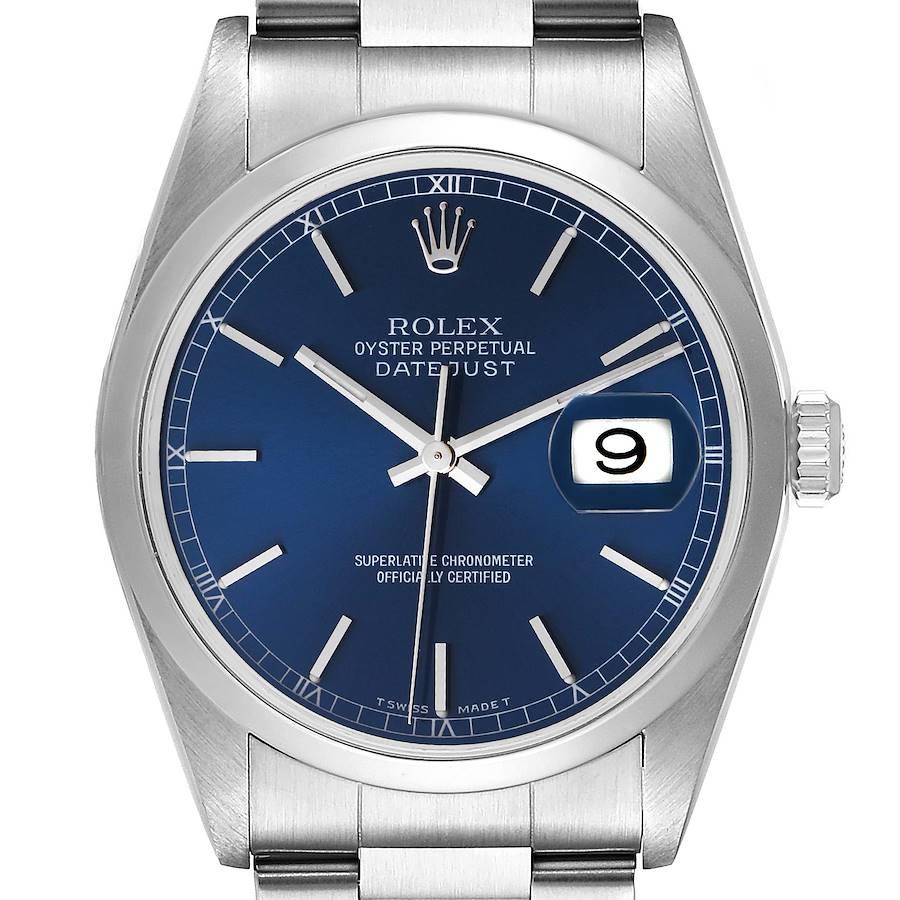Rolex Datejust Blue Dial Oyster Bracelet Steel Mens Watch 16200