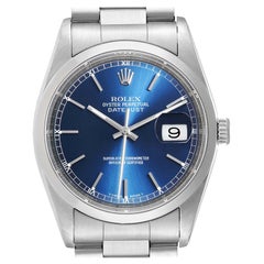 Vintage Rolex Datejust Blue Dial Oyster Bracelet Steel Men's Watch 16200