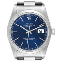 Rolex Datejust Blue Dial Oyster Bracelet Steel Mens Watch 16200