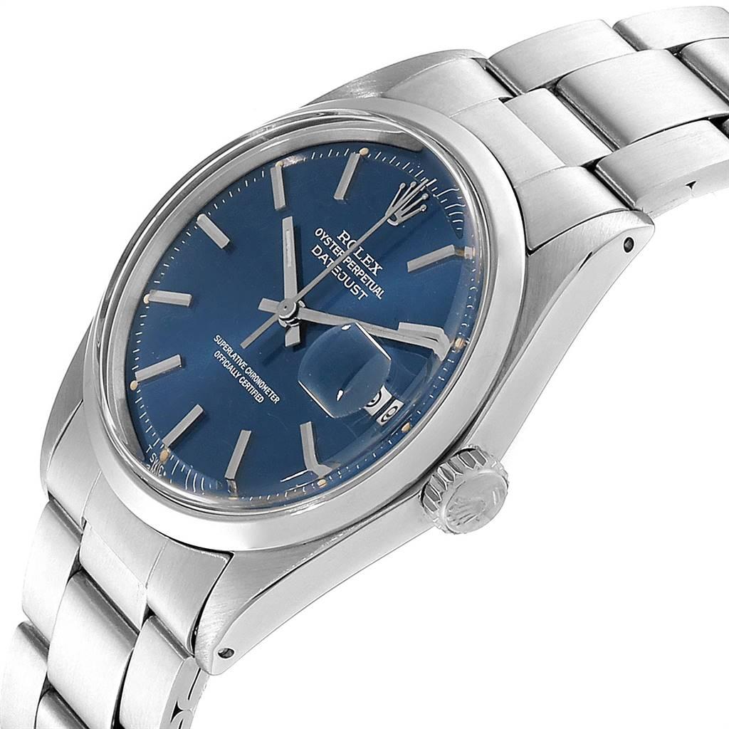 Rolex Datejust Blue Dial Steel Vintage Men's Watch 1600 Box Papers 1