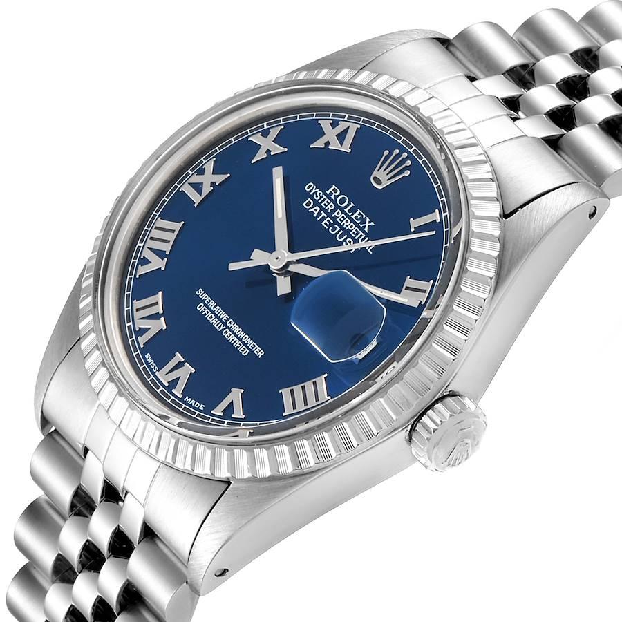 Rolex Datejust Blue Dial Steel Vintage Men's Watch 16030 For Sale 2