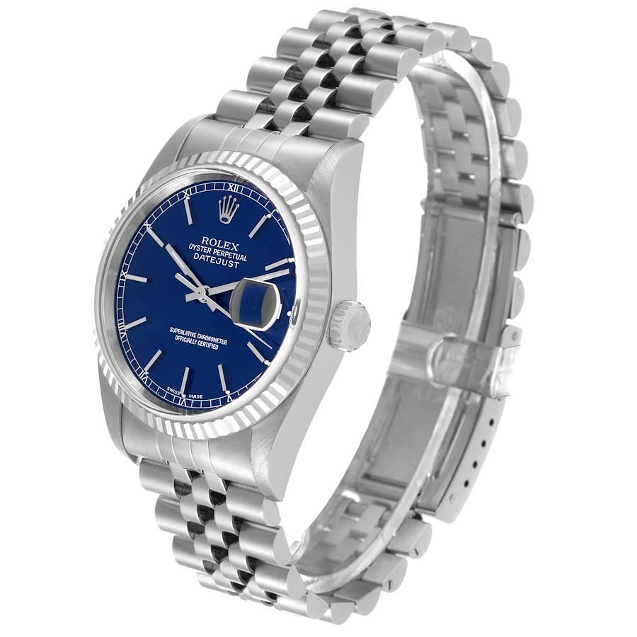 Men's Rolex Datejust Blue Dial Steel White Gold Mens Watch 16234