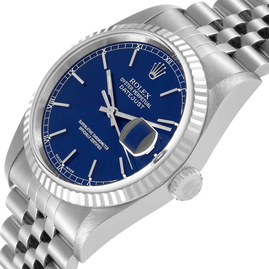 Rolex Datejust Blue Dial Steel White Gold Mens Watch 16234 1
