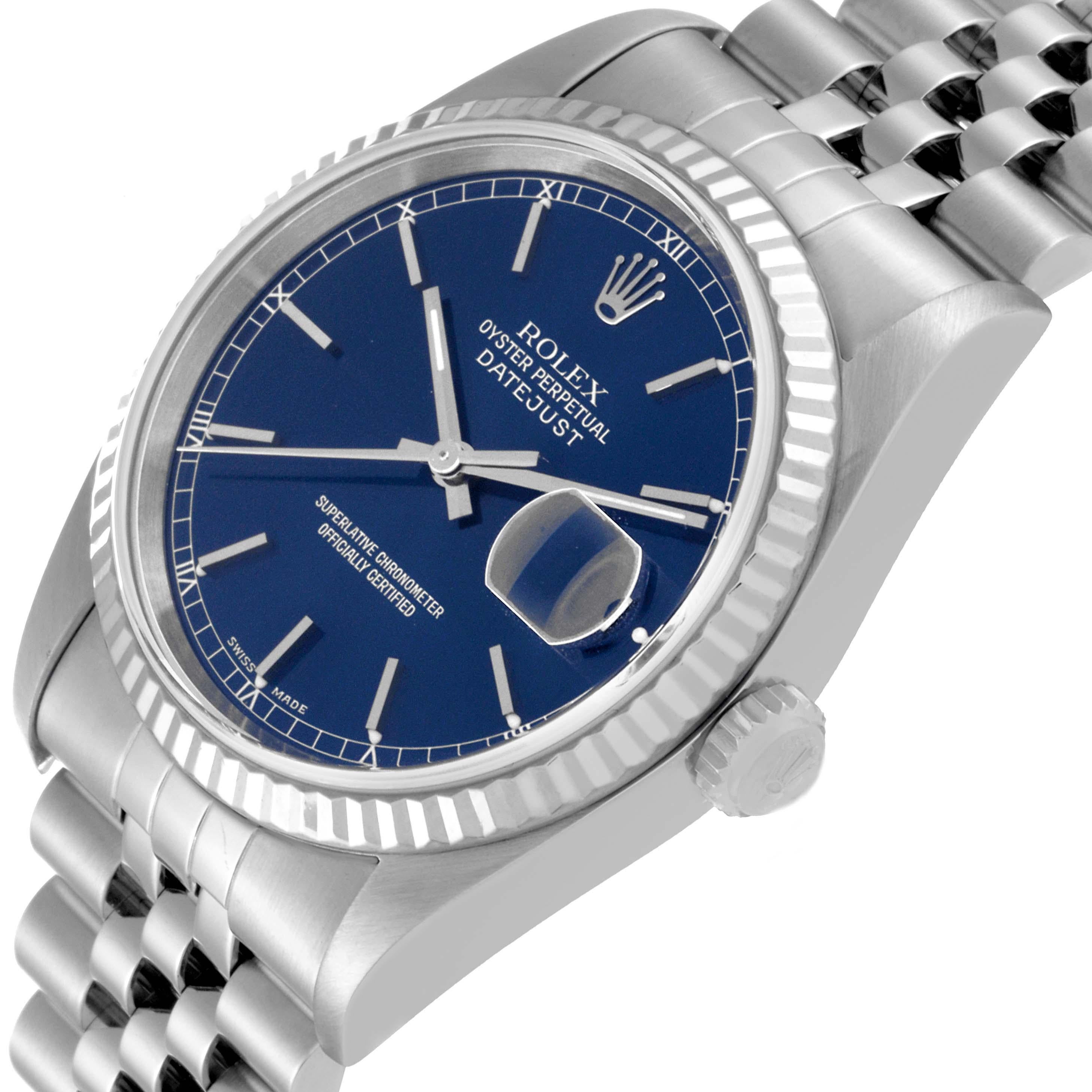 Rolex Datejust Blue Dial Steel White Gold Mens Watch 16234 3