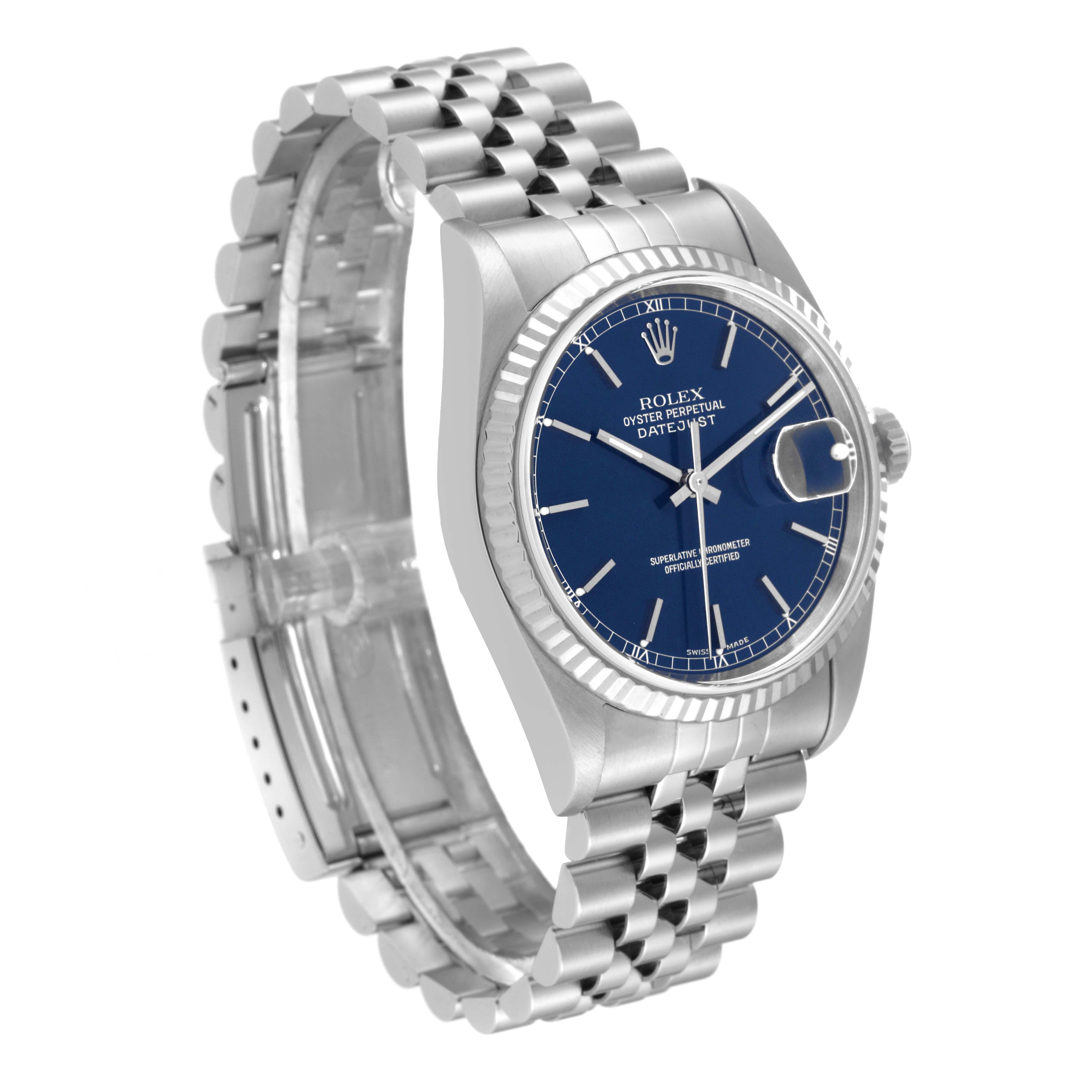 Rolex Datejust Blue Dial Steel White Gold Mens Watch 16234 4