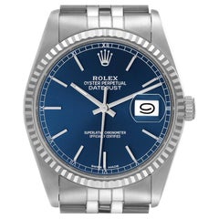 Rolex Datejust Quadrante Blu Acciaio Oro Bianco Orologio 16234 Scatola Carta dei Servizi