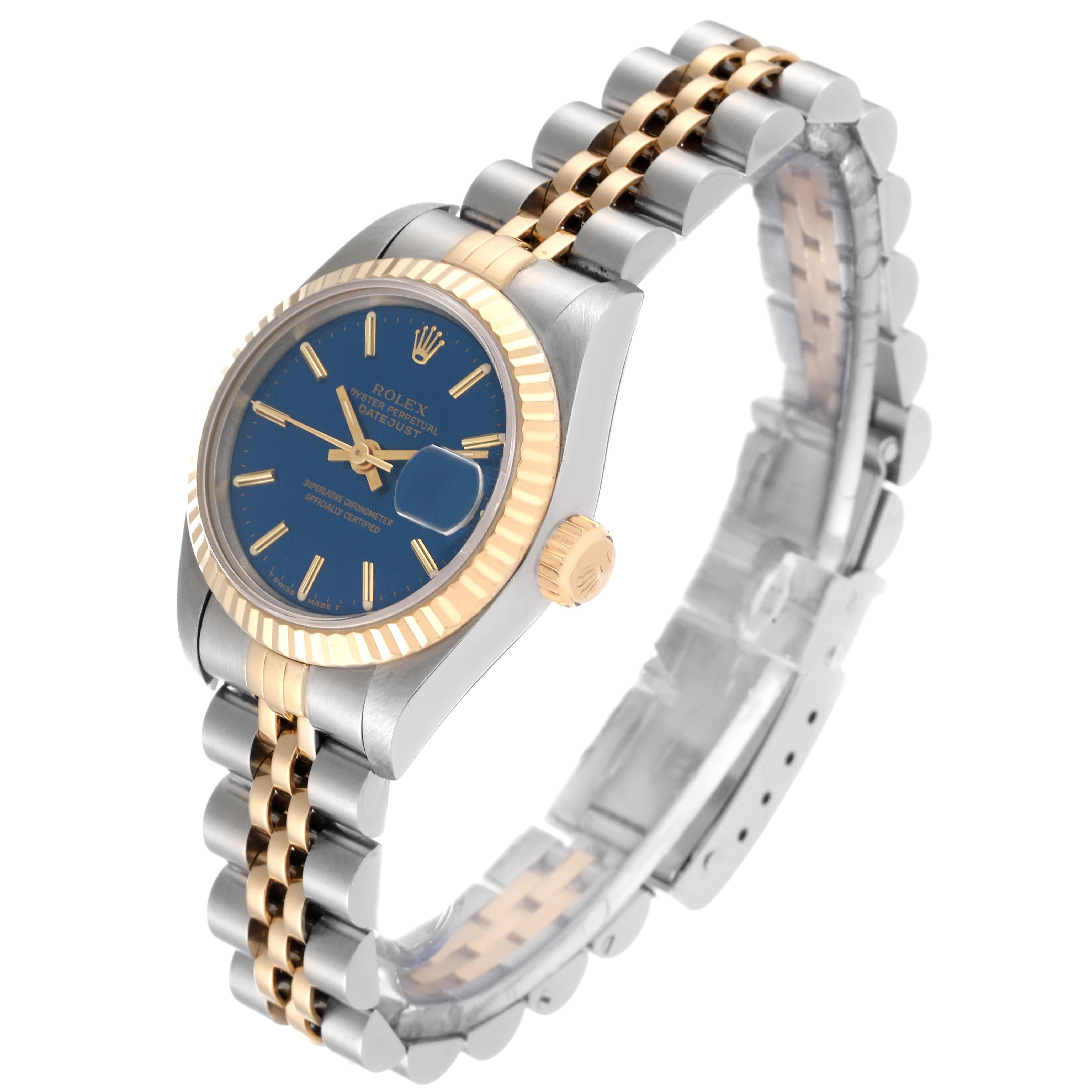 Rolex Datejust Blue Dial Steel Yellow Gold Ladies Watch 69173 For Sale 7
