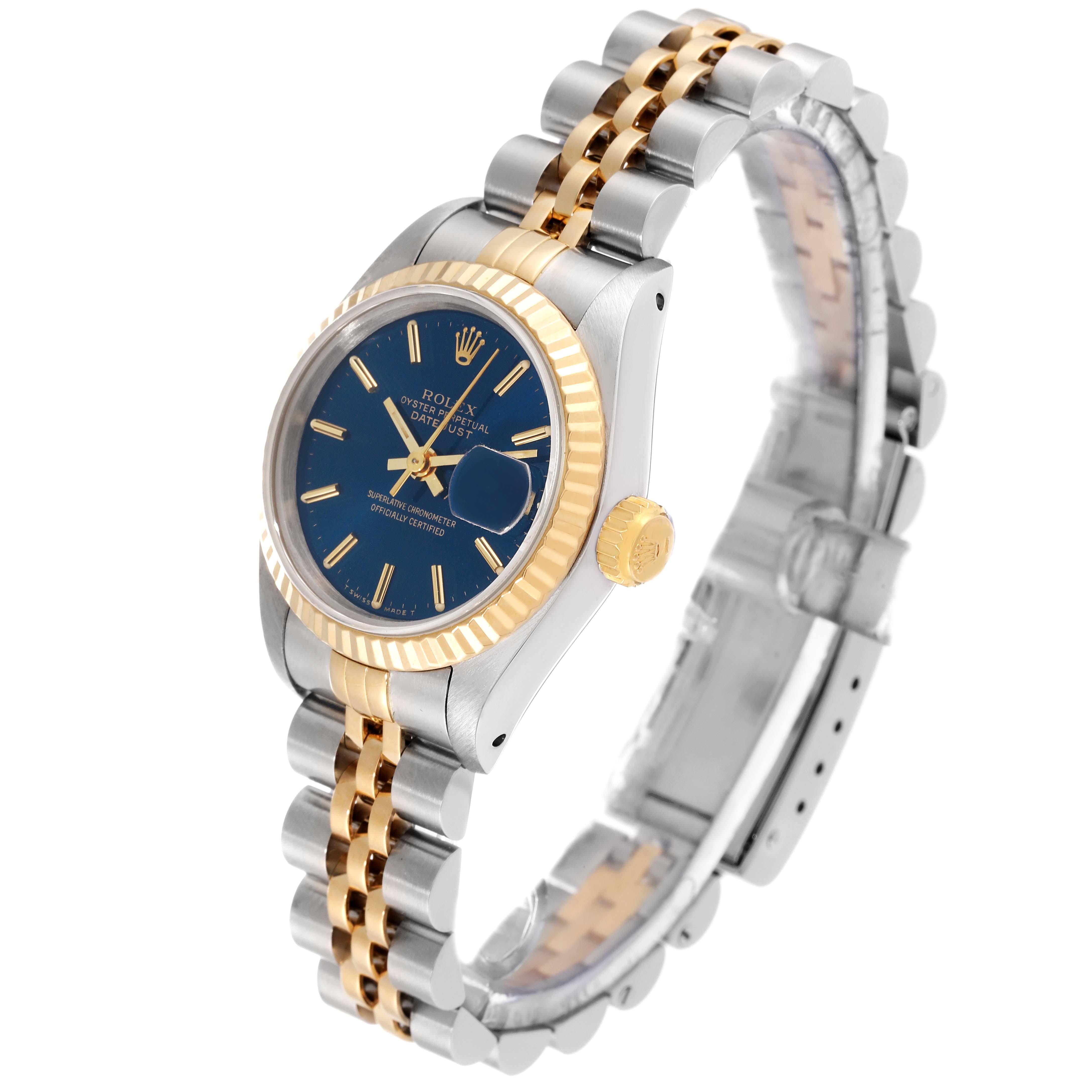 Women's Rolex Datejust Blue Dial Steel Yellow Gold Ladies Watch 69173