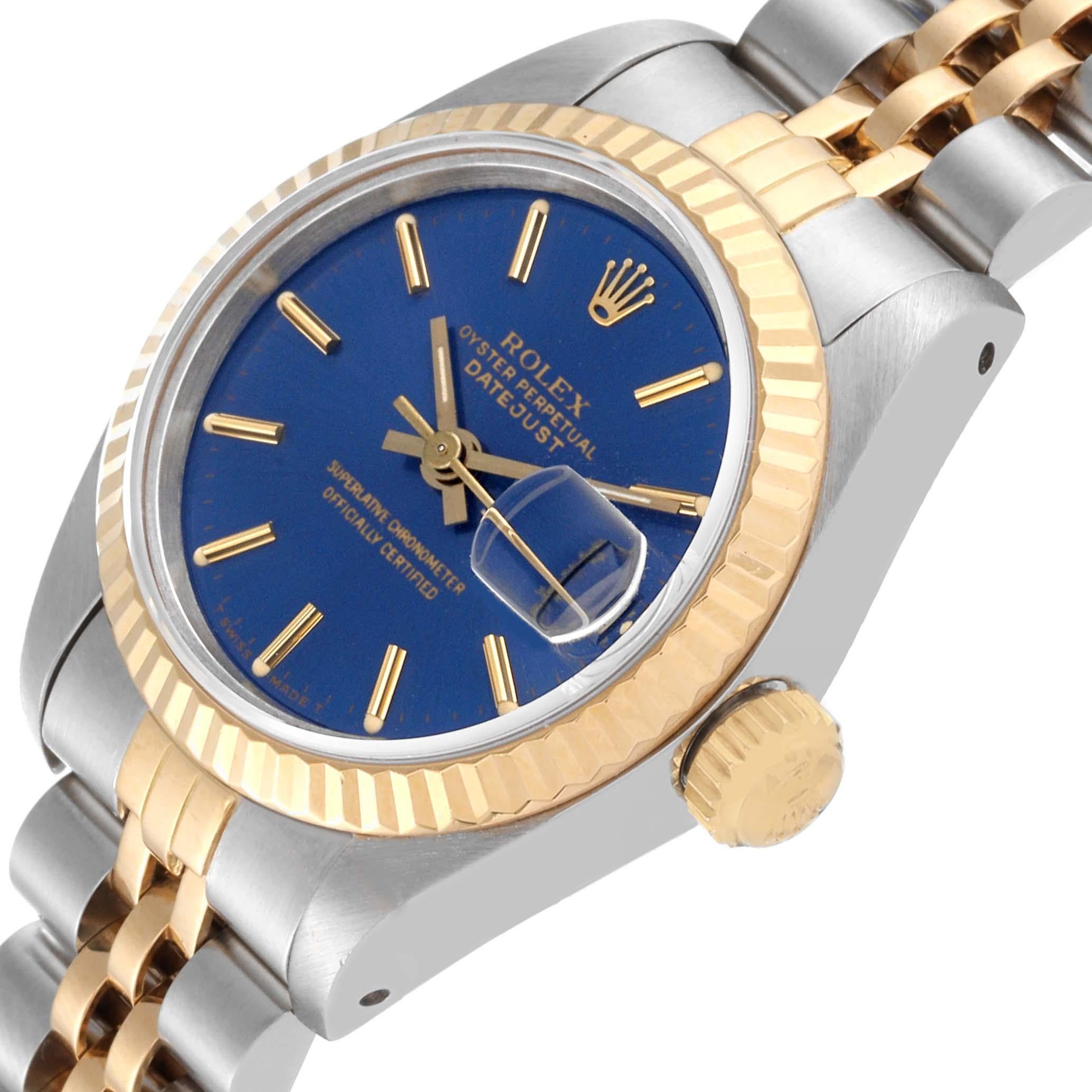 Rolex Datejust Blue Dial Steel Yellow Gold Ladies Watch 69173 3
