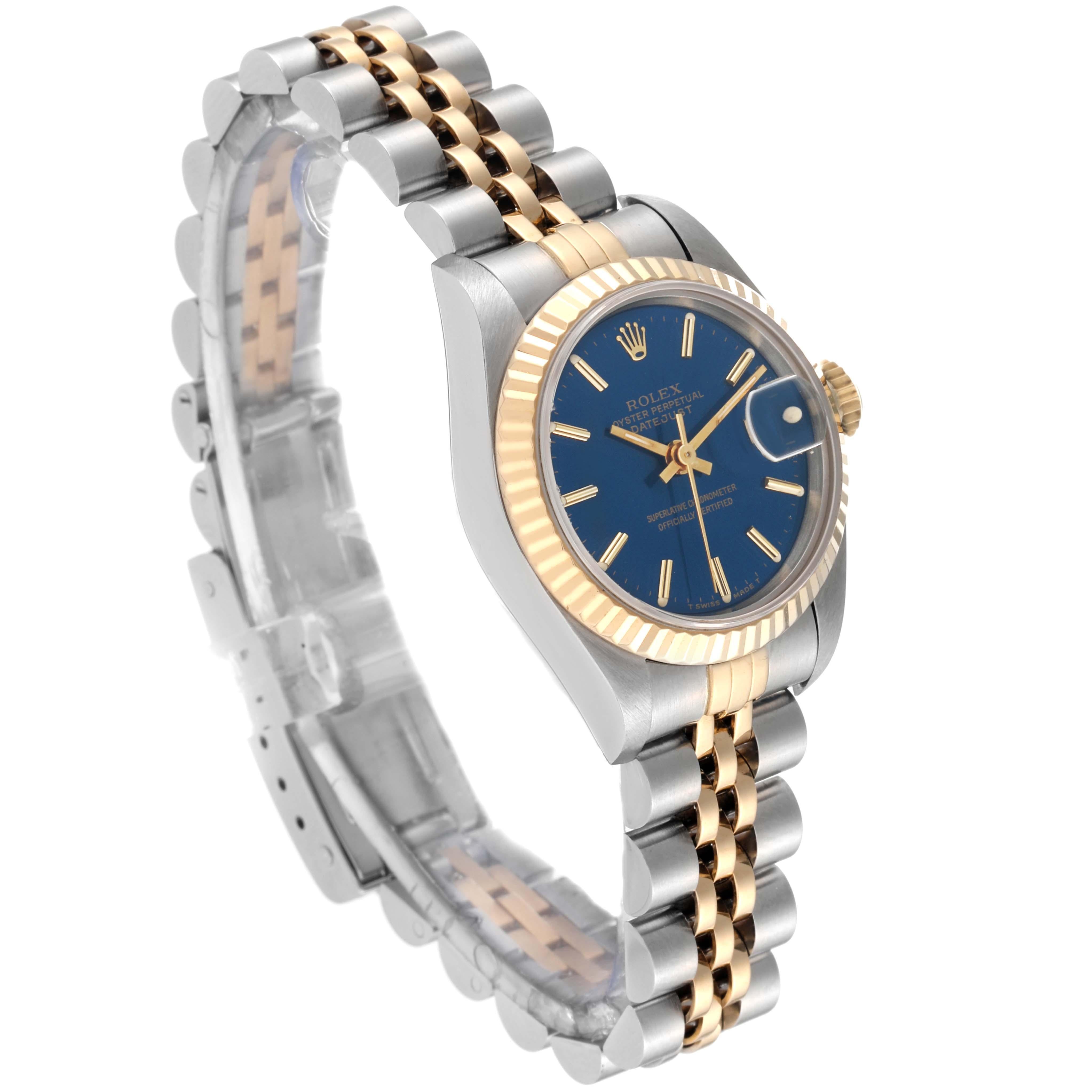 Rolex Datejust Blue Dial Steel Yellow Gold Ladies Watch 69173 For Sale 4