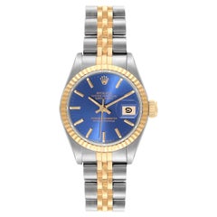 Rolex Datejust Blue Dial Steel Yellow Gold Ladies Watch 69173