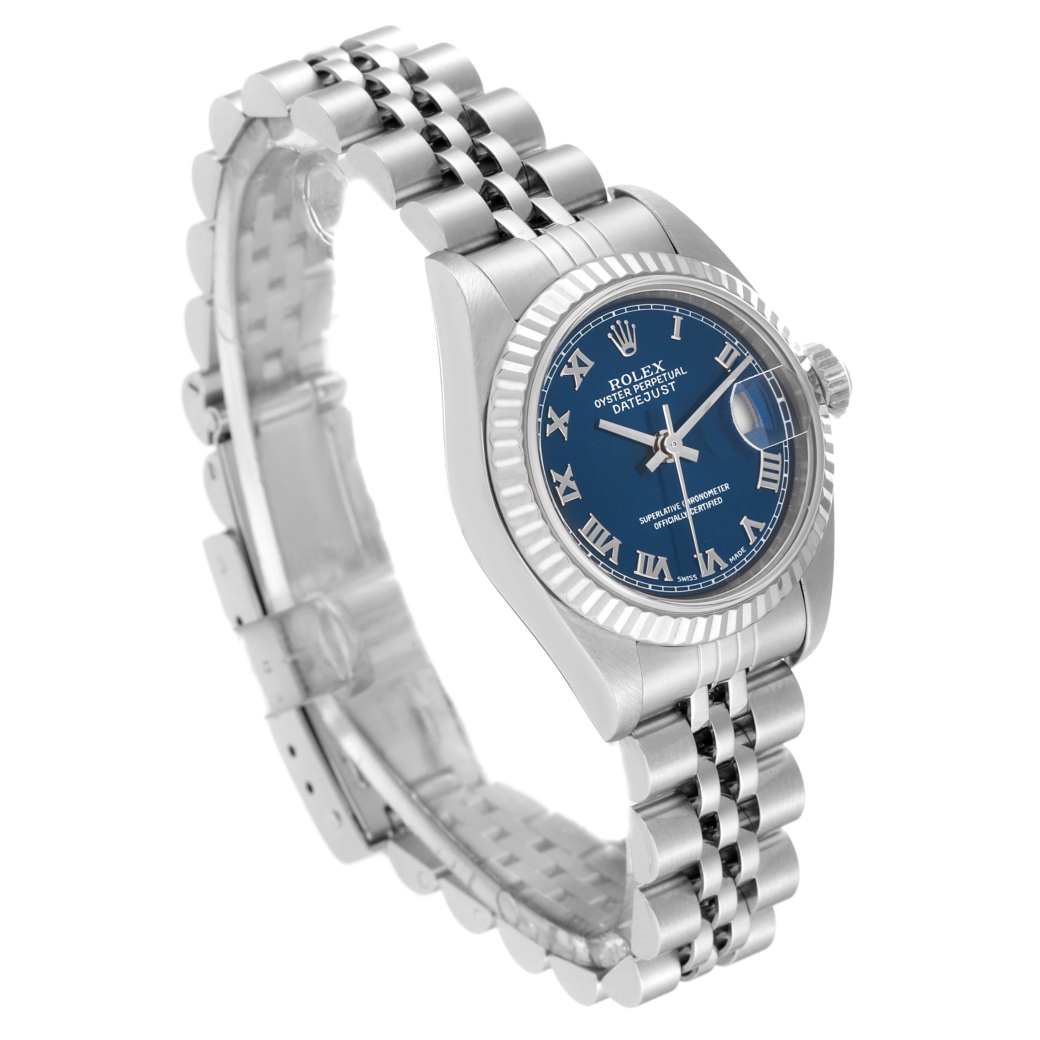 Rolex Montre Datejust pour femme en or blanc et acier avec cadran bleu 79174 6