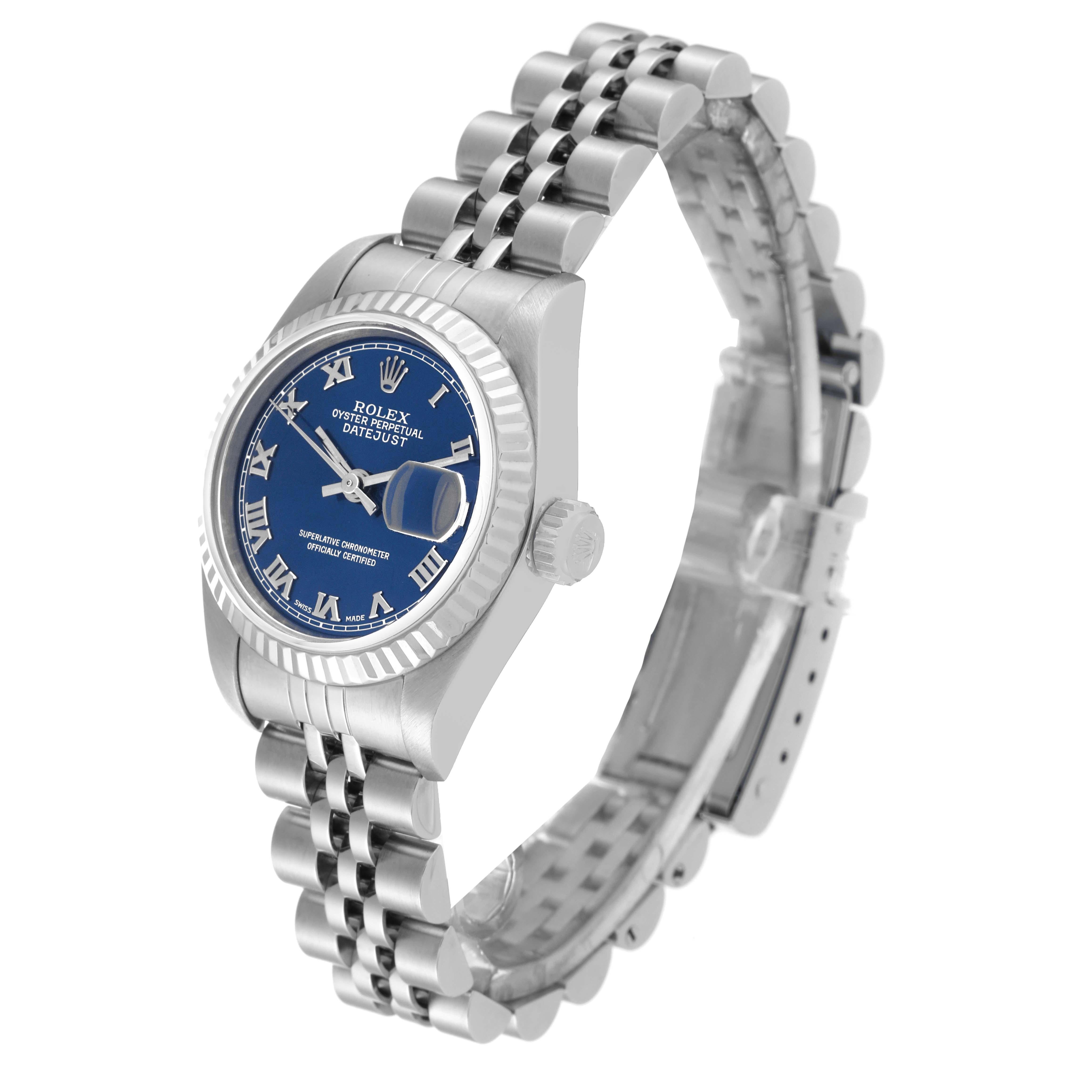 Rolex Datejust Blue Dial White Gold Steel Ladies Watch 79174 4