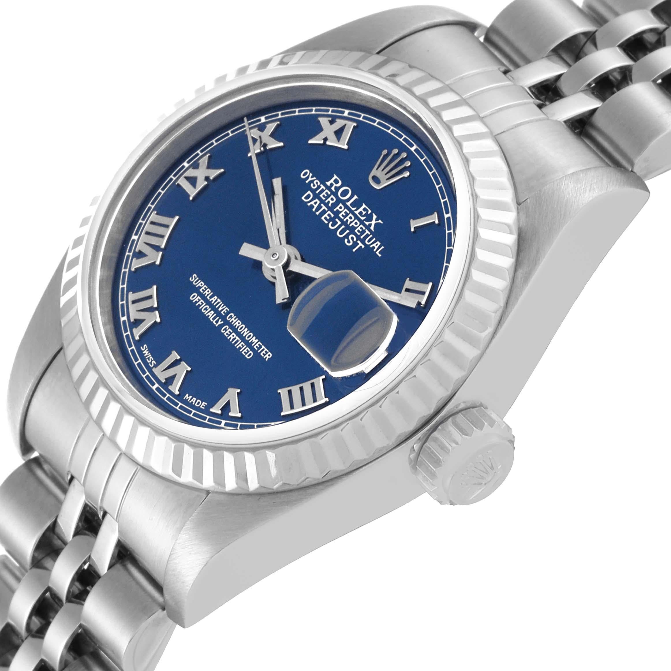 Rolex Datejust Blue Dial White Gold Steel Ladies Watch 79174 5