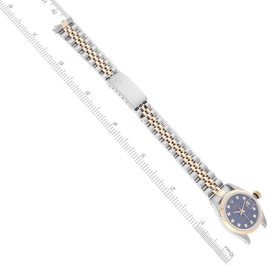 Rolex Datejust Blaue Diamant-Zifferblatt Stahl-Gelbgold-Damenuhr 69173 im Angebot 7