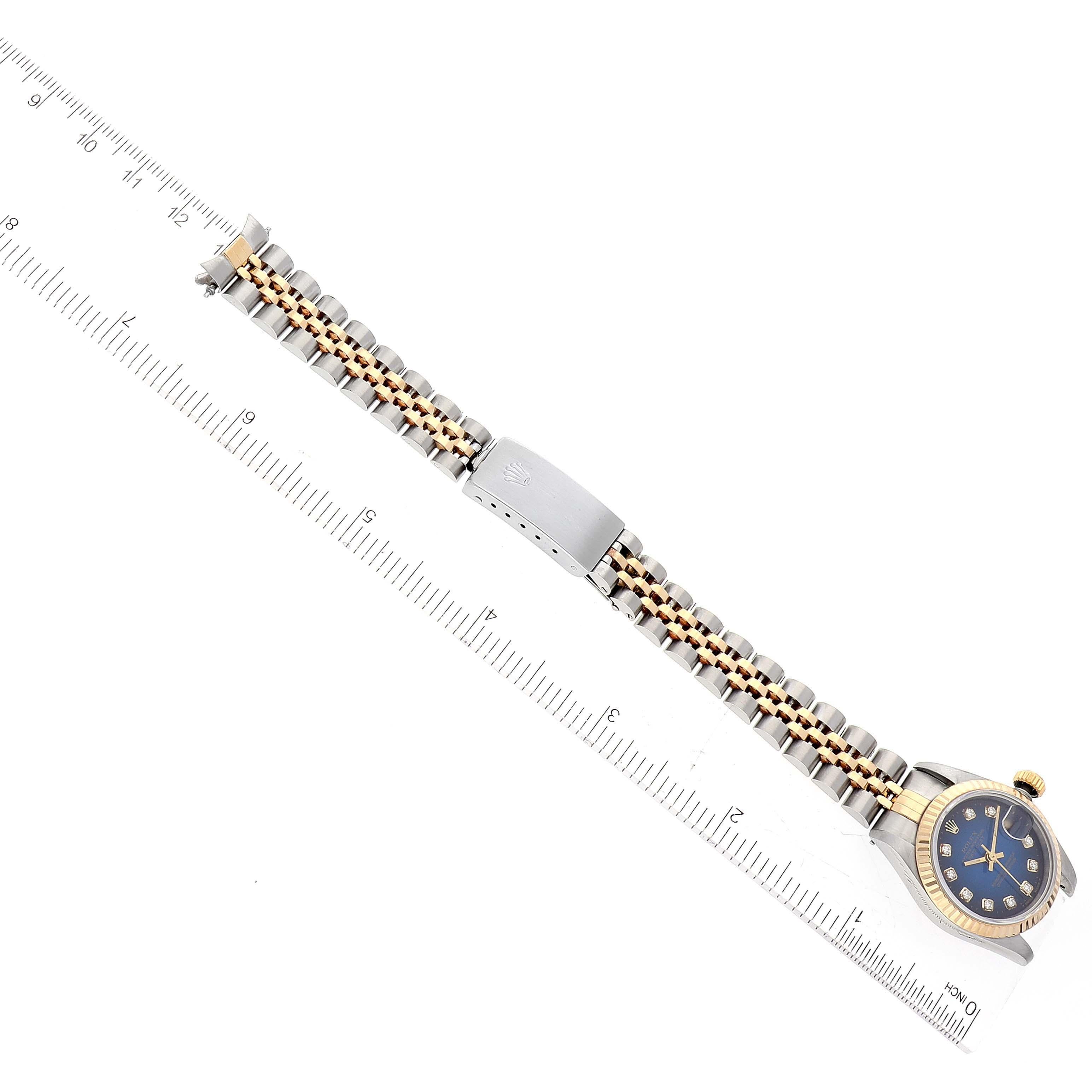 Rolex Datejust Blue Diamond Dial Steel Yellow Gold Ladies Watch 69173 3