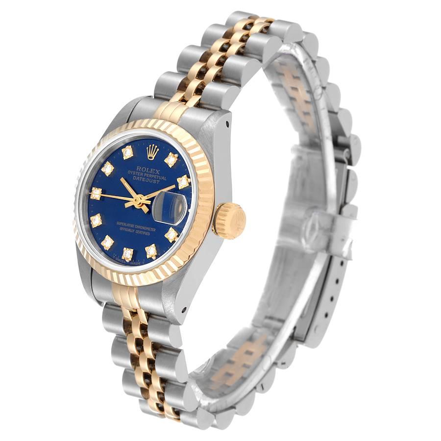Rolex Datejust Blaue Diamant-Zifferblatt Stahl-Gelbgold-Damenuhr 69173 im Angebot 1