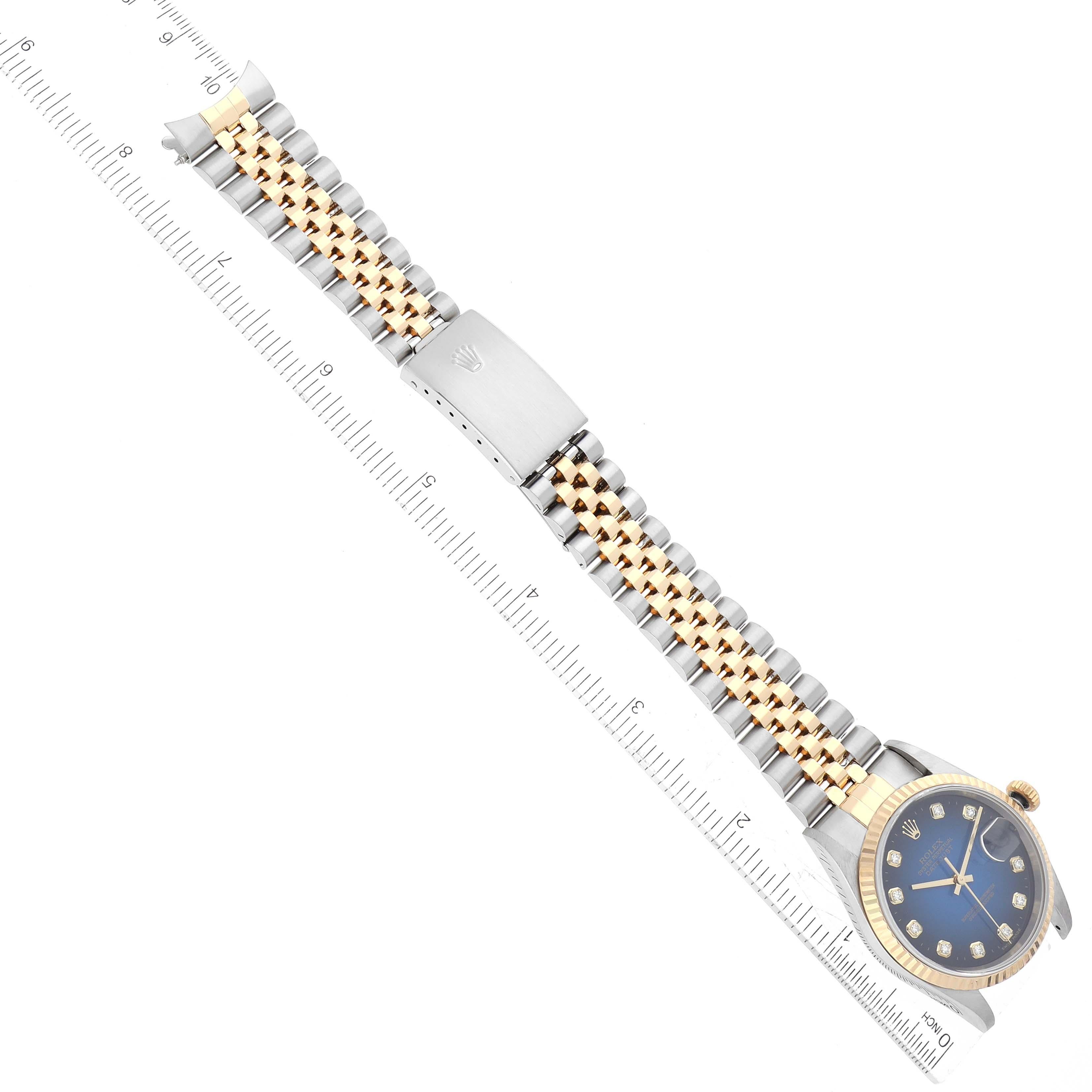 Rolex Datejust Blue Diamond Dial Steel Yellow Gold Mens Watch 16233 Box Papers 6