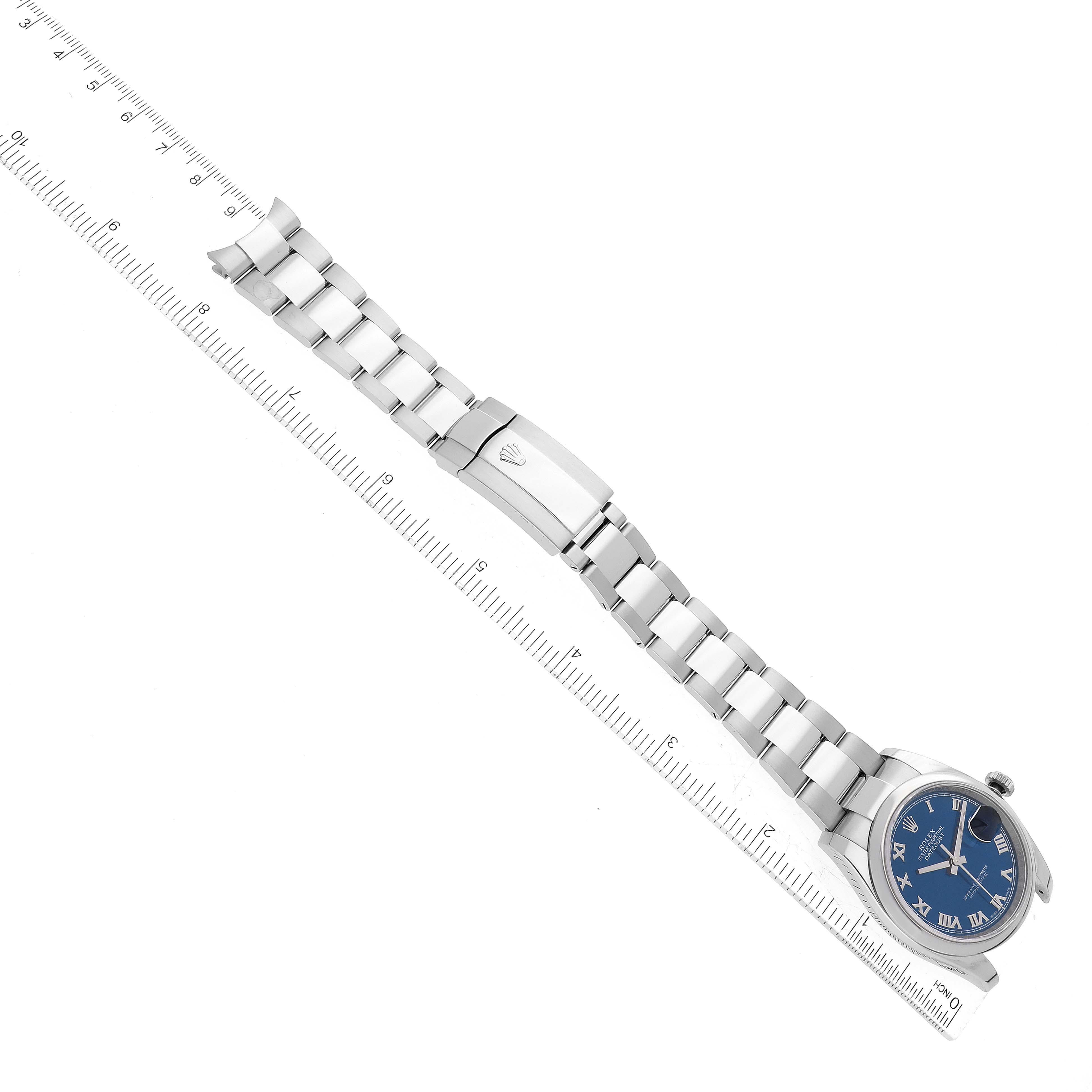 Rolex Montre Datejust pour hommes 116200 avec cadran romain bleu et bracelet Oyster 8