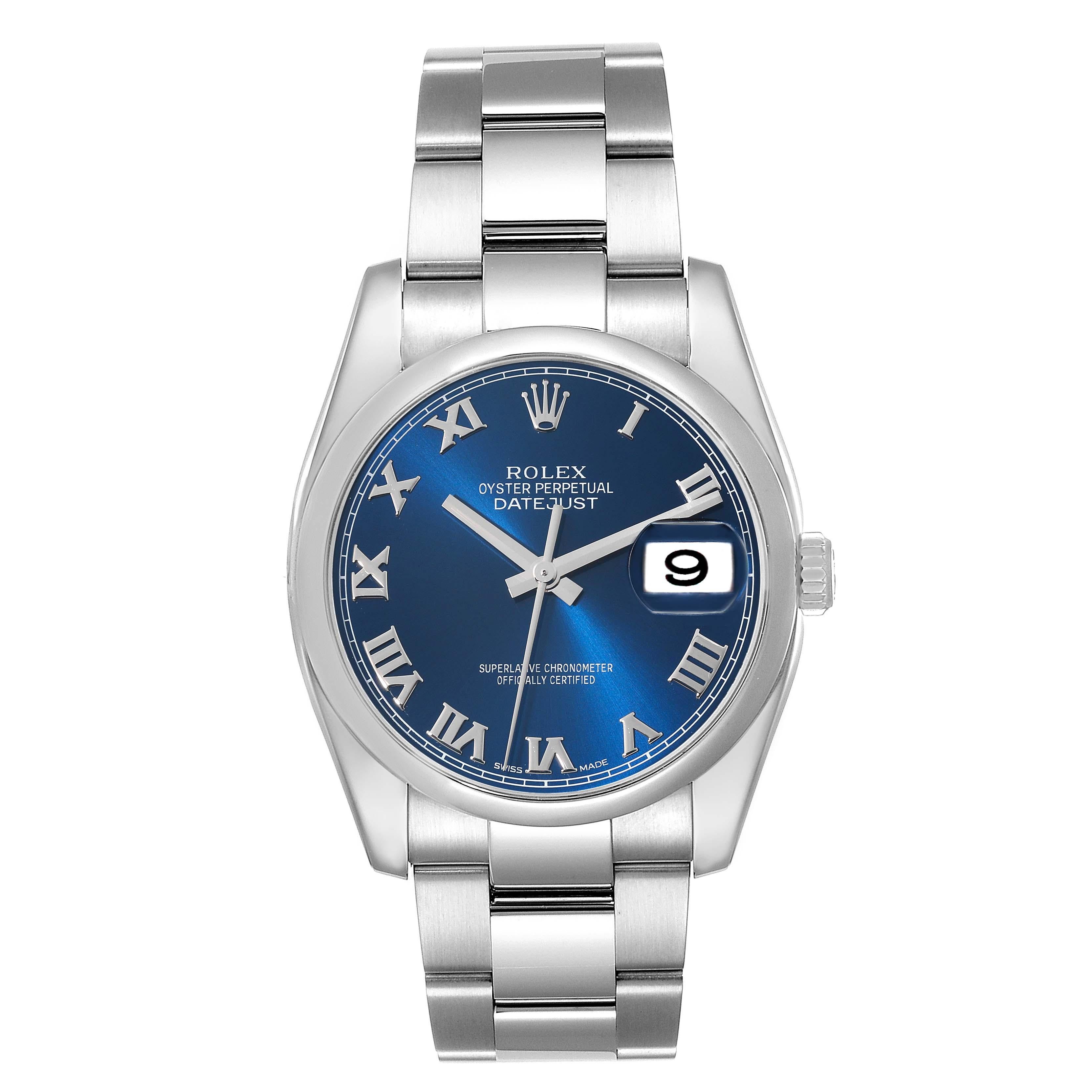 Rolex Montre Datejust pour hommes 116200 avec cadran romain bleu et bracelet Oyster Pour hommes 