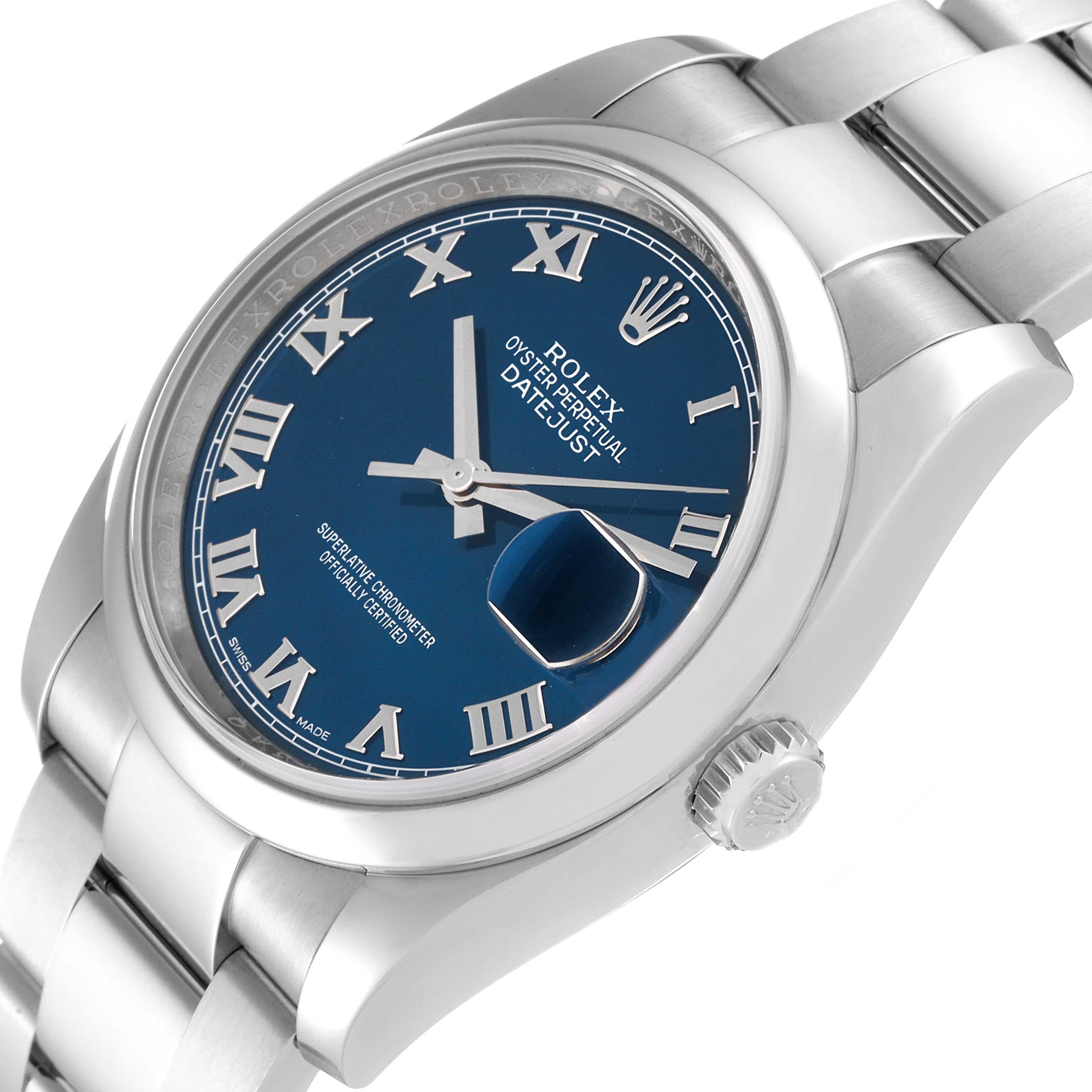 Rolex Montre Datejust pour hommes 116200 avec cadran romain bleu et bracelet Oyster 1