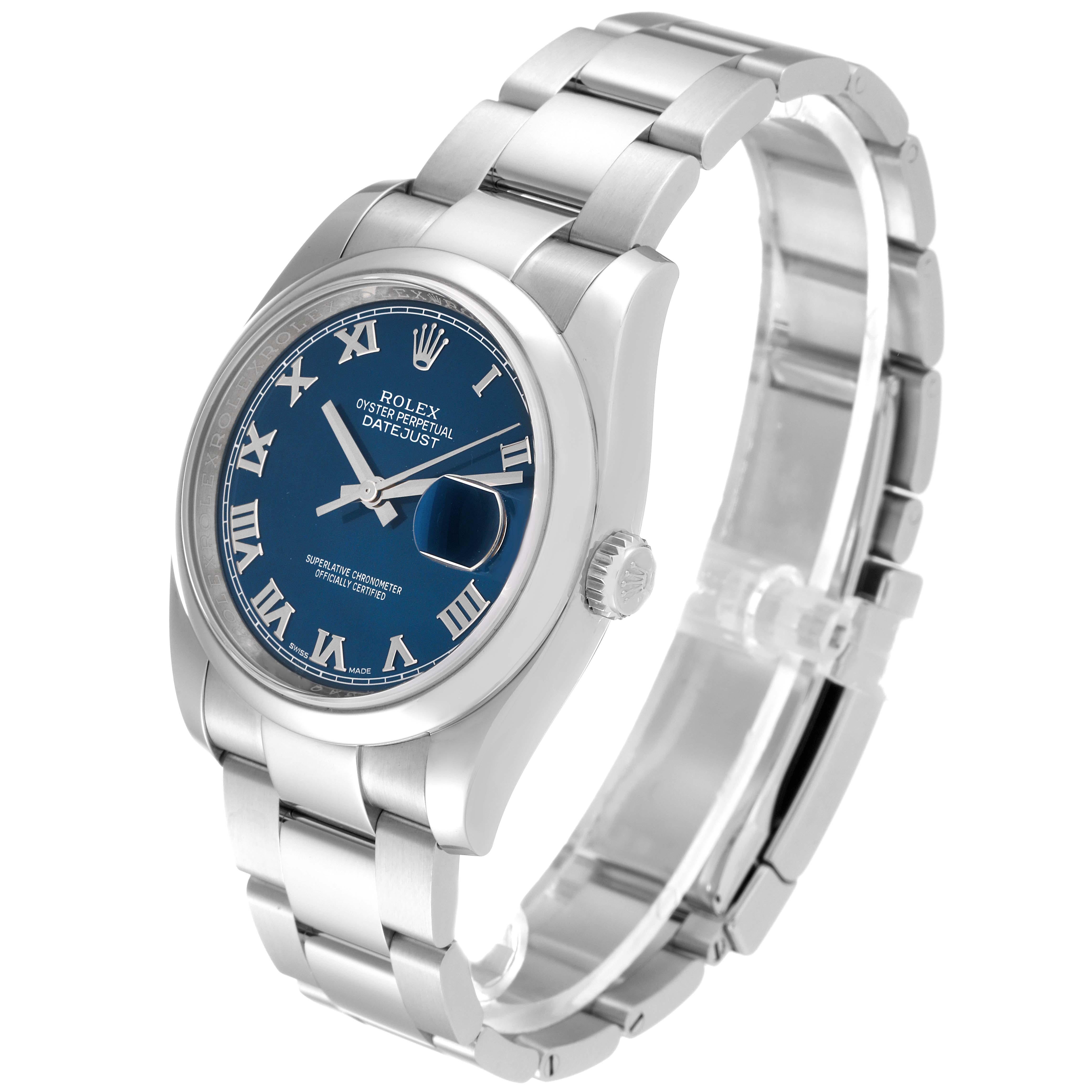 Rolex Montre Datejust pour hommes 116200 avec cadran romain bleu et bracelet Oyster 3