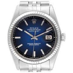 Rolex Datejust Blue Vignette Dial Vintage Steel Men's Watch 1601