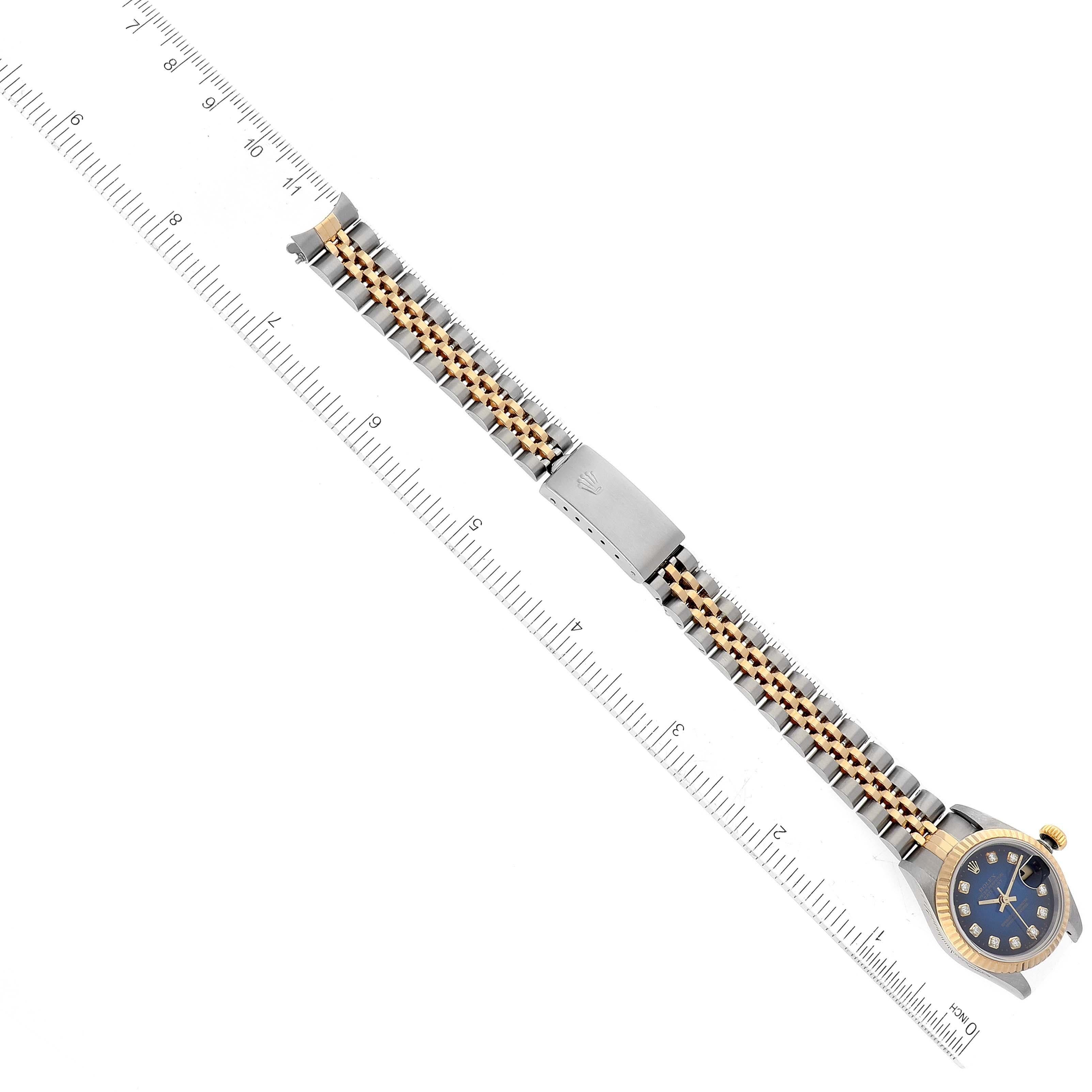 Rolex Datejust Blue Vignette Diamond Dial Steel Yellow Gold Ladies Watch 69173 5