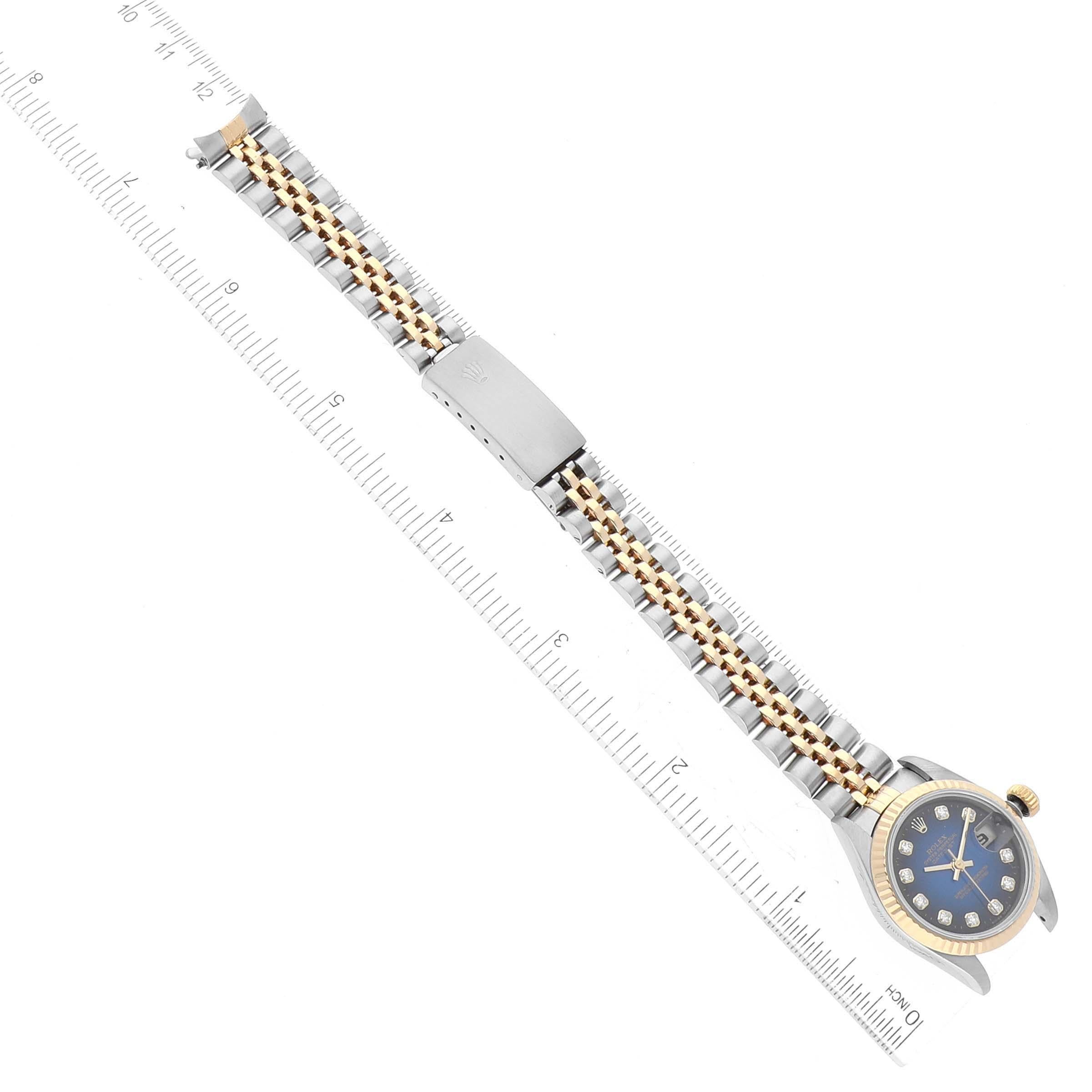 Rolex Datejust Blue Vignette Diamond Dial Steel Yellow Gold Ladies Watch 69173 6