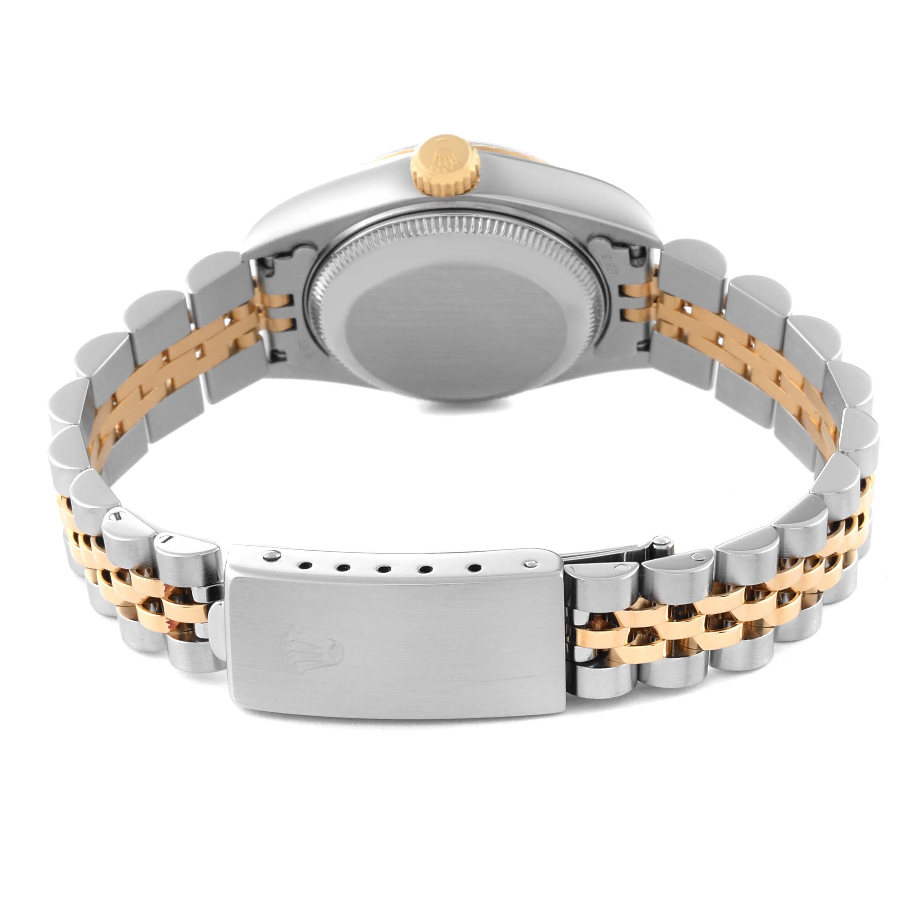 Women's Rolex Datejust Blue Vignette Diamond Dial Steel Yellow Gold Ladies Watch 69173 For Sale