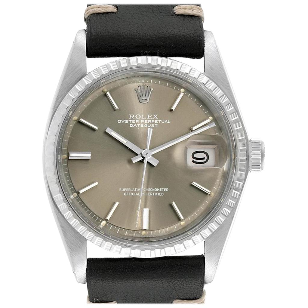 Rolex Datejust Bronze Dial Brown Leather Vintage Men's Watch 1603