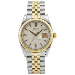 Rolex Datejust Bubbleback Vintage 6305 Men's Automatic Watch 18 Karat Two-Tone