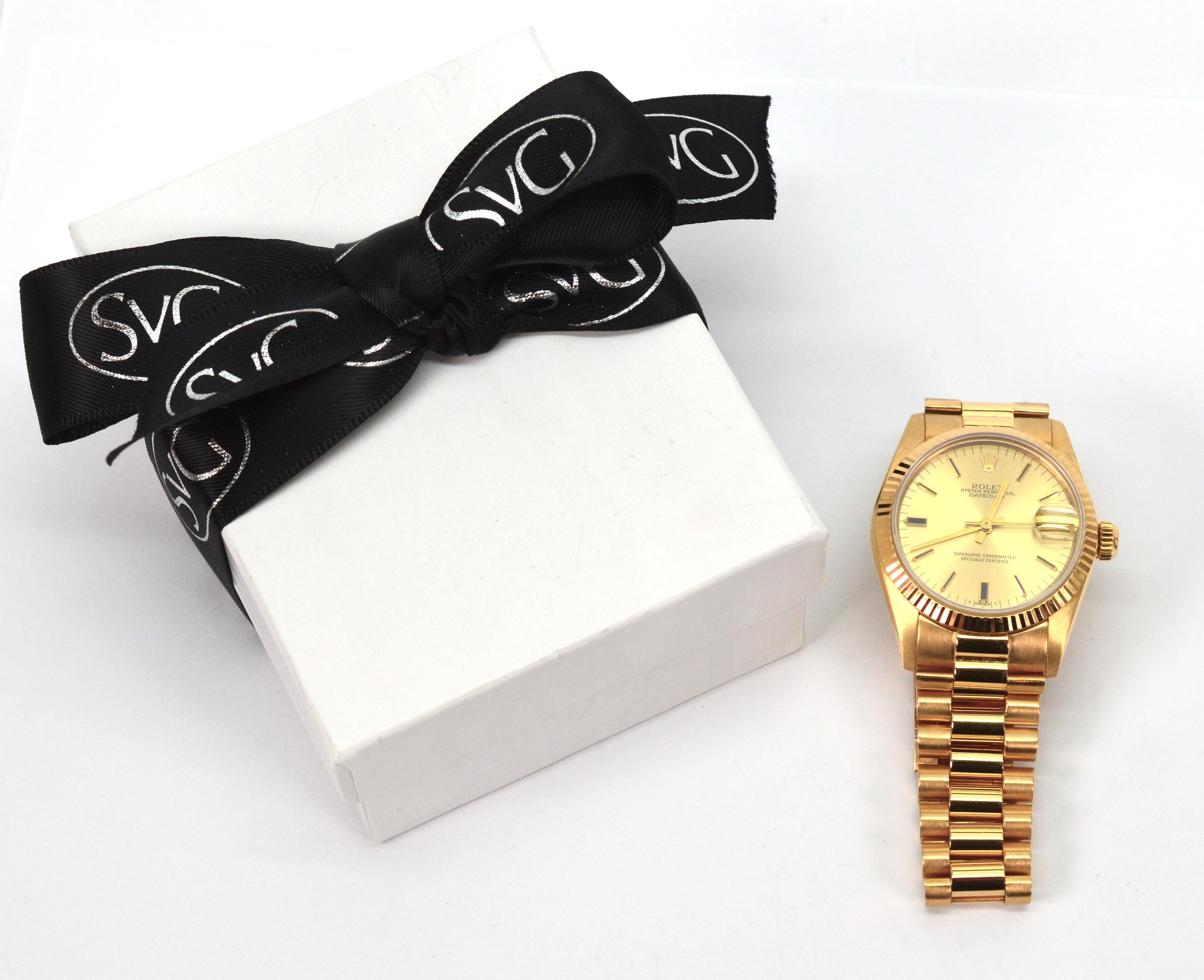 Rolex Datejust Calibre 18 Karat Yellow Gold Bracelet Wrist Watch 7
