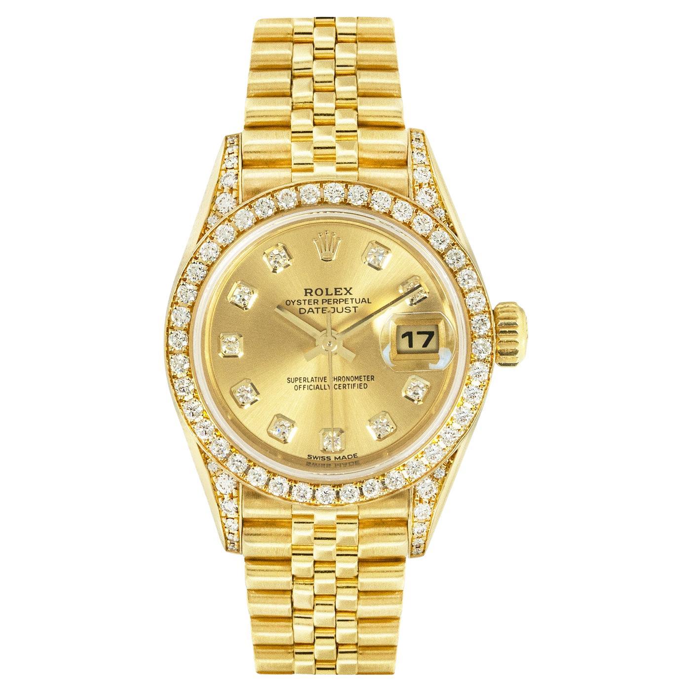 Rolex Datejust Cadran Champagne Lunette Diamant 26mm 79158 en vente
