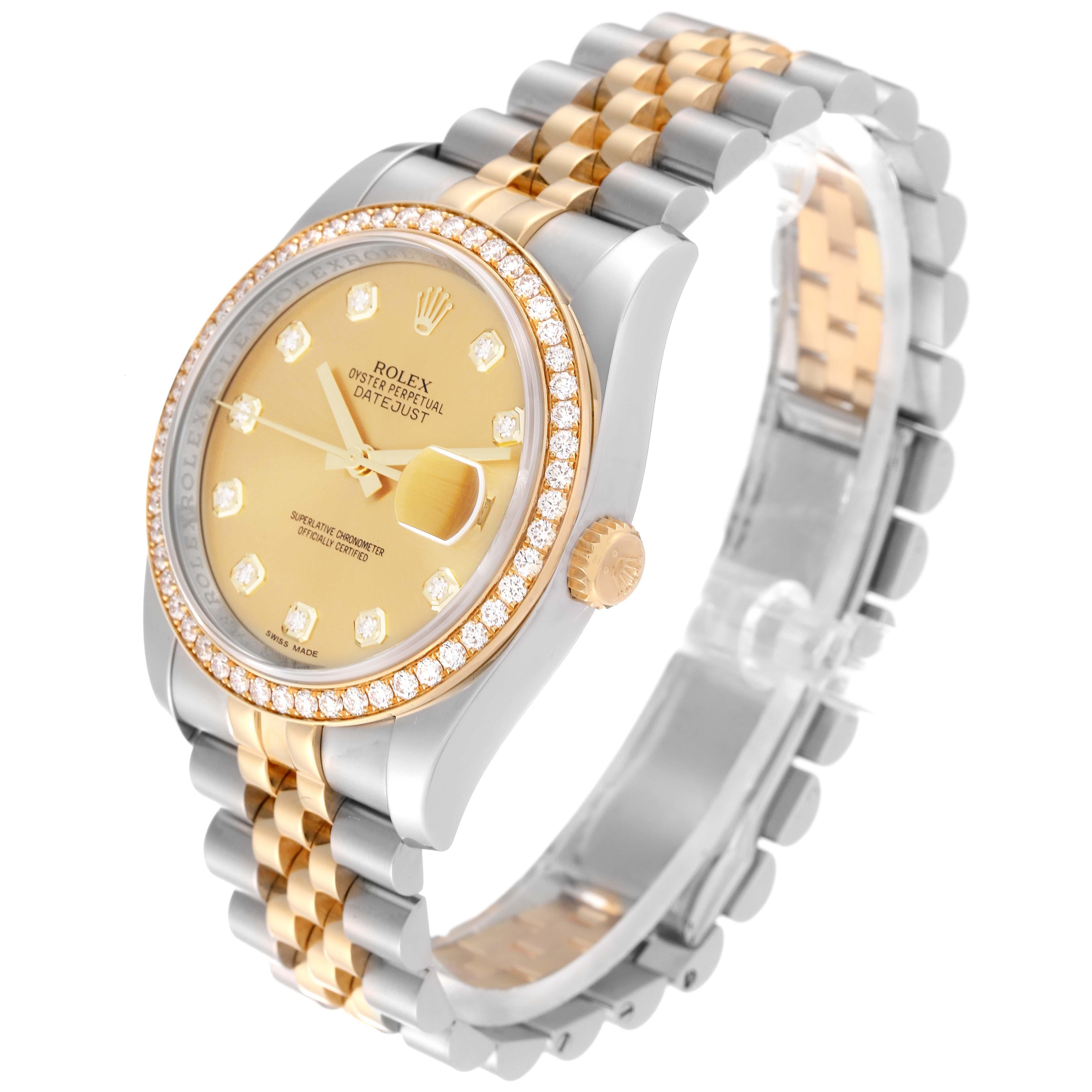 Rolex Datejust Champagne Dial Steel Yellow Gold Diamond Men's Watch 116243 7