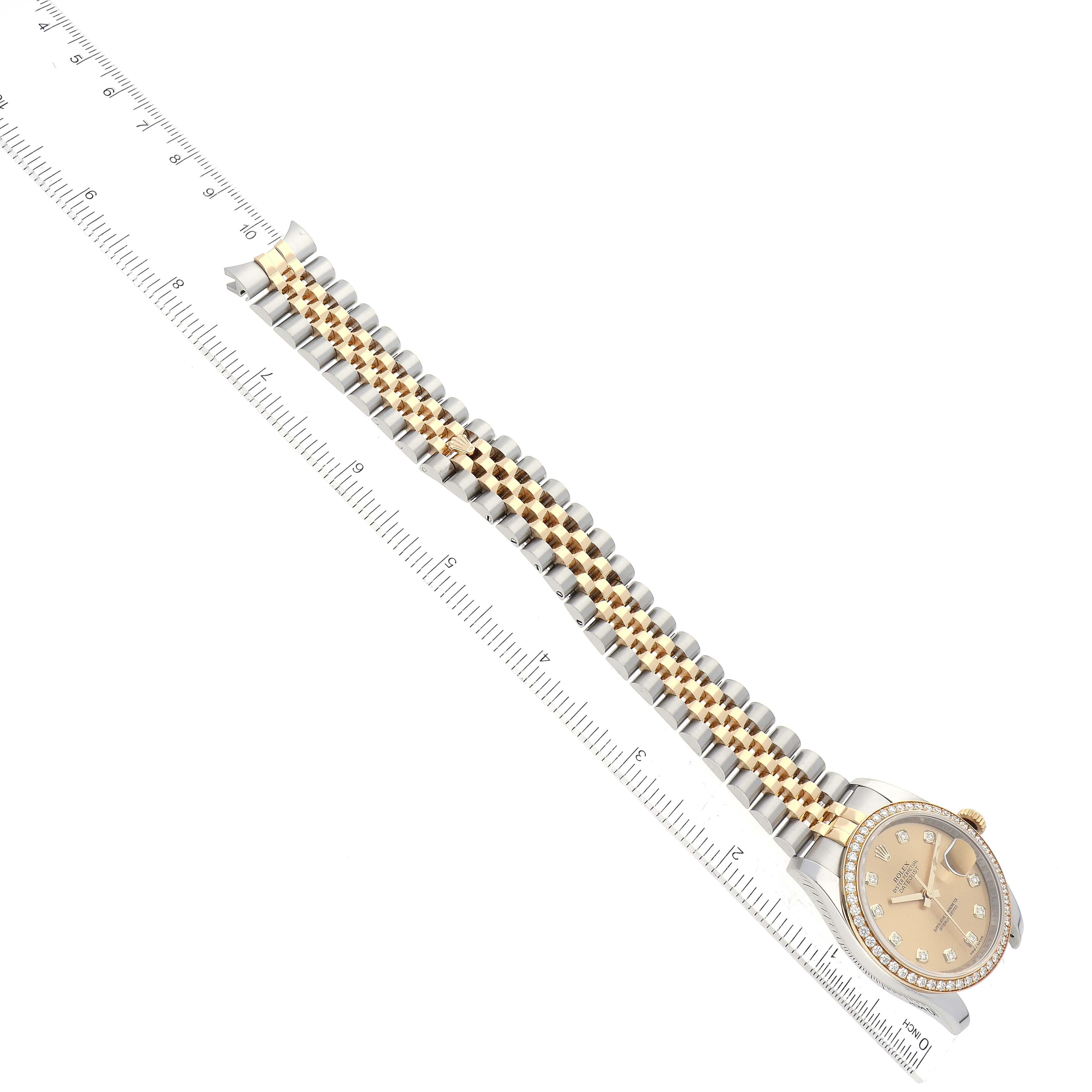 Rolex Datejust Champagne Dial Steel Yellow Gold Diamond Men's Watch 116243 8