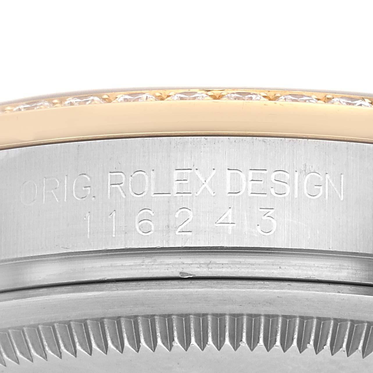 Rolex Datejust Champagner-Zifferblatt Stahl Gelbgold Diamant Herrenuhr 116243 im Zustand „Hervorragend“ in Atlanta, GA