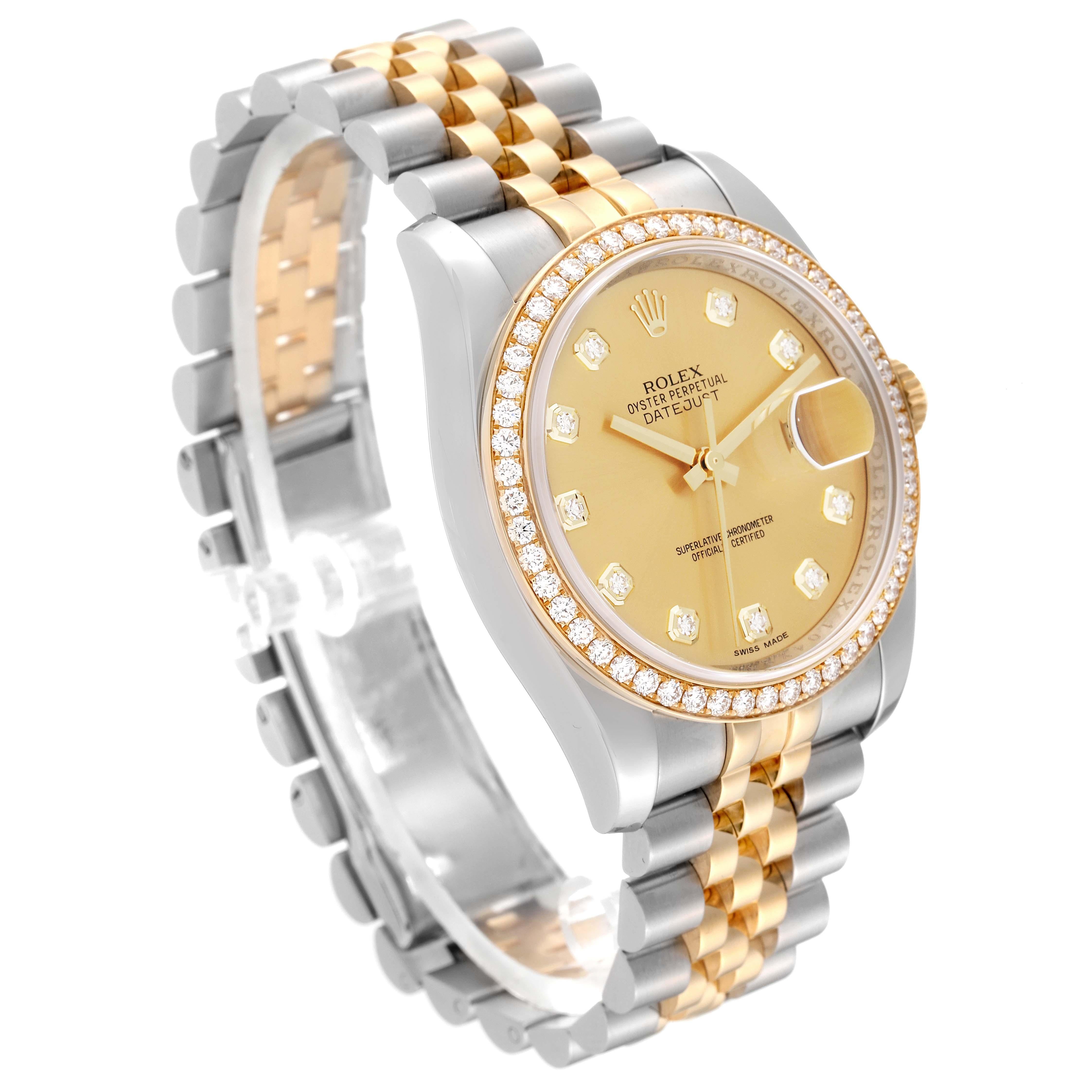 Rolex Datejust Champagne Dial Steel Yellow Gold Diamond Men's Watch 116243 1