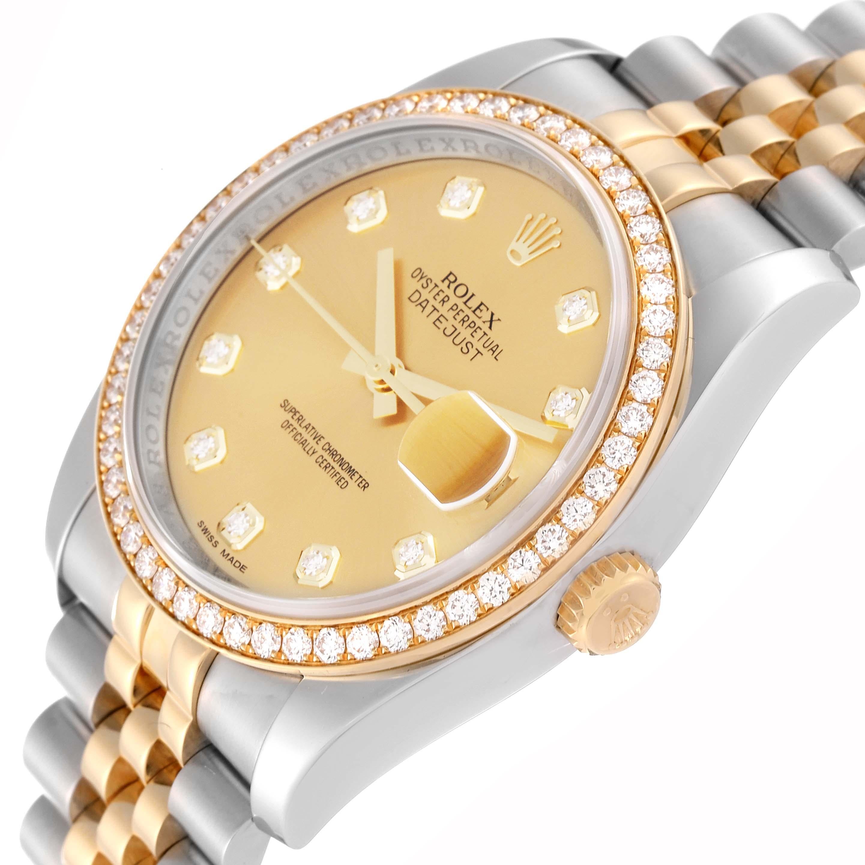 Rolex Datejust Champagne Dial Steel Yellow Gold Diamond Men's Watch 116243 3