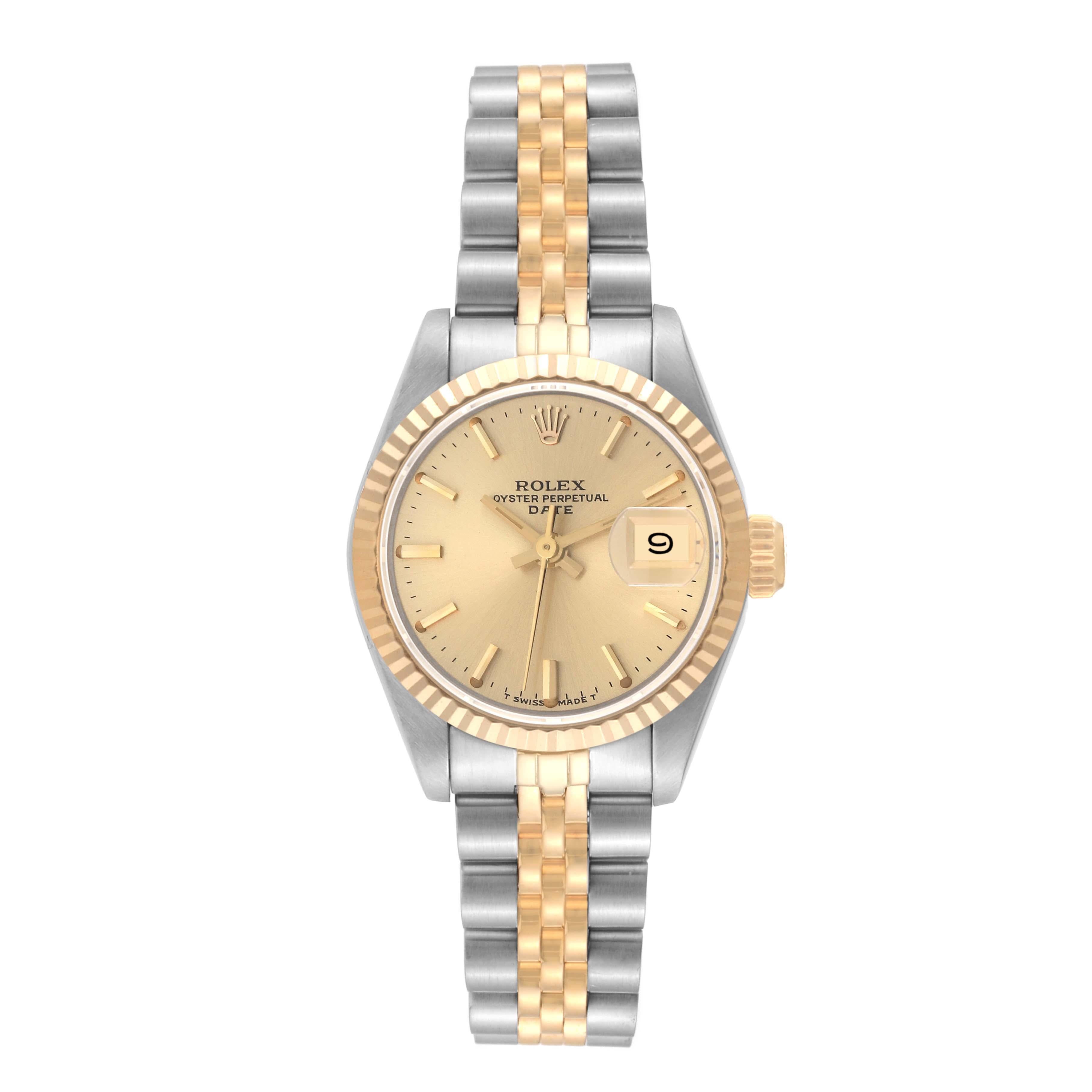 Rolex Datejust Champagne Dial Steel Yellow Gold Ladies Watch 69173 For Sale 1
