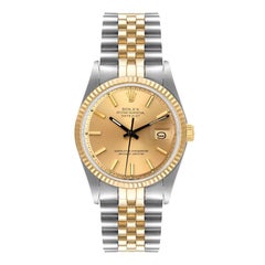 Rolex Datejust Champagne Dial Steel Yellow Gold Vintage Mens Watch 1601