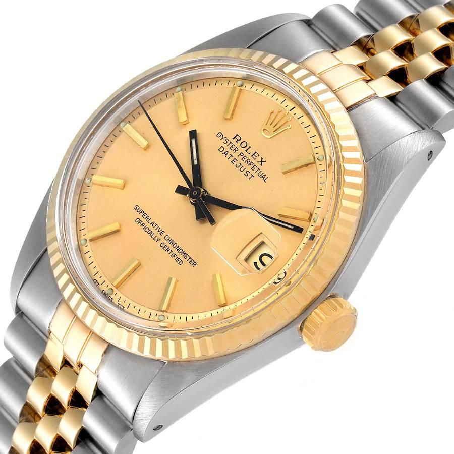 Rolex Datejust Champagne Dial Steel Yellow Gold Vintage Mens Watch 1601 For Sale 1