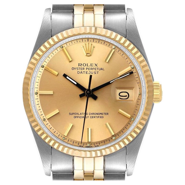 Rolex Datejust Champagne Dial Steel Yellow Gold Vintage Mens Watch 1601 For  Sale at 1stDibs | rolex watch, antique rolex for sale, rolex gold herren