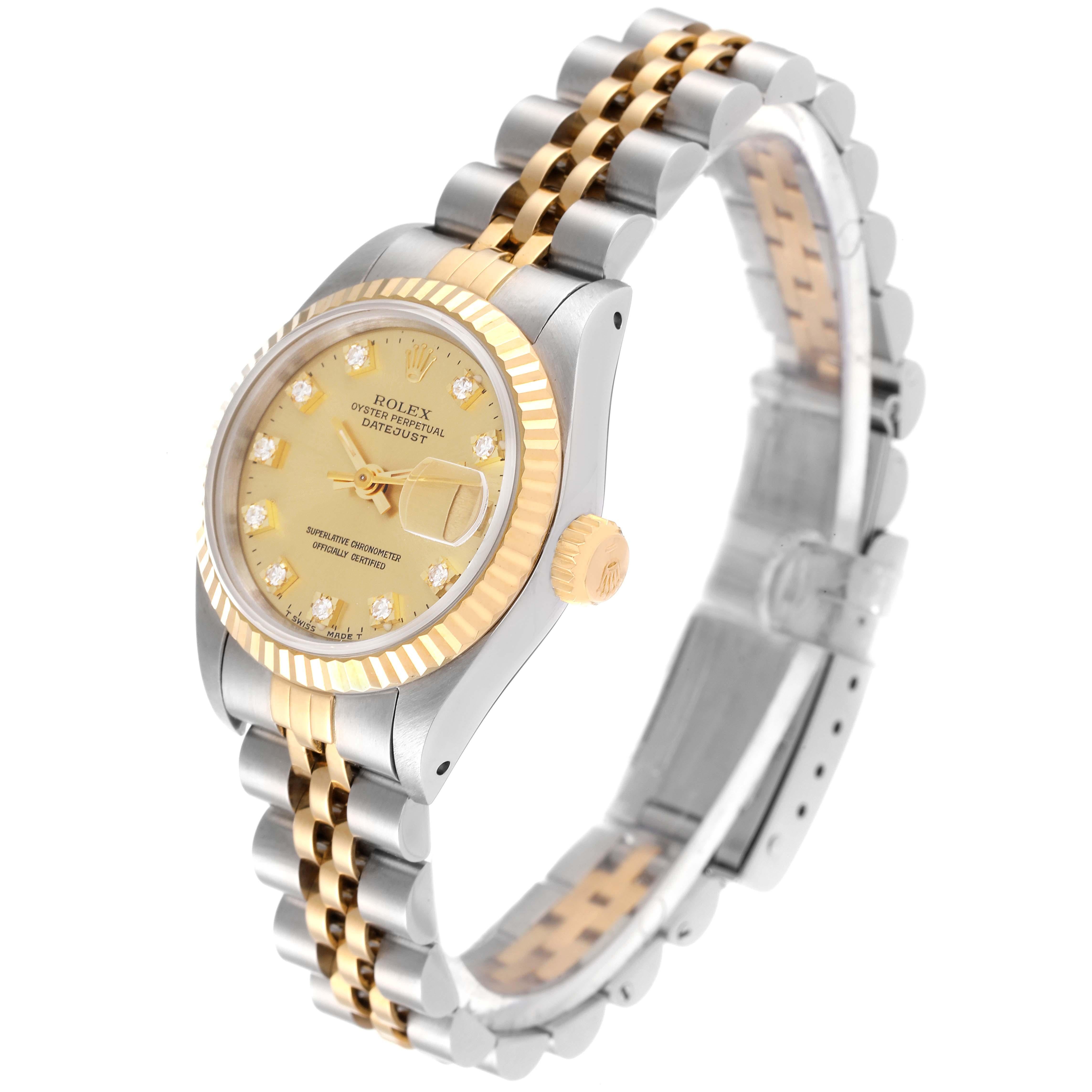 Women's Rolex Datejust Champagne Diamond Dial Steel Yellow Gold Ladies Watch 69173