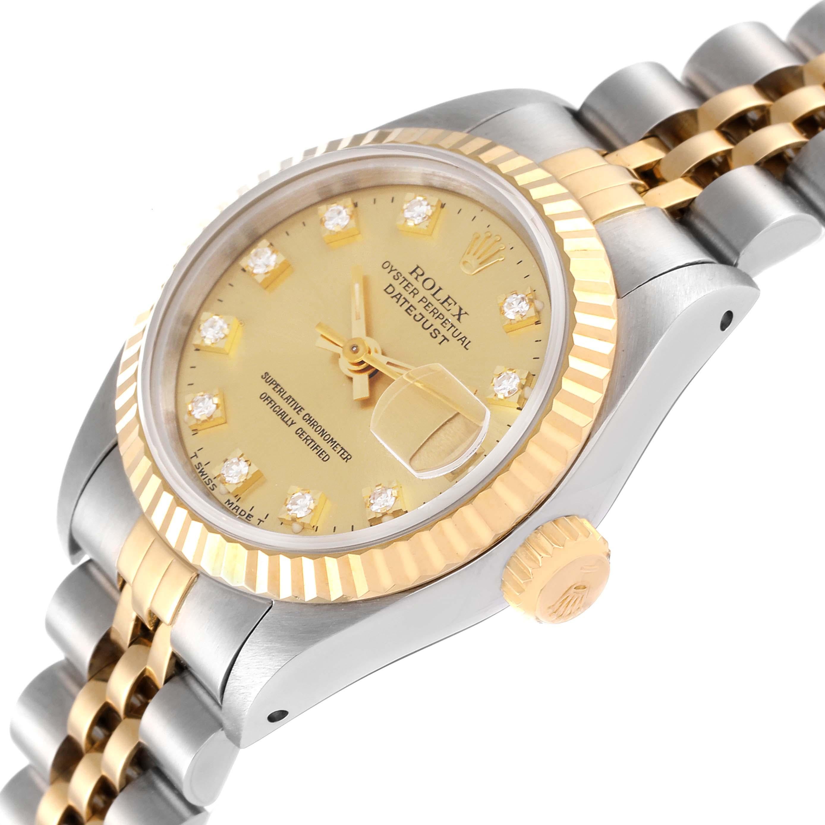 Rolex Datejust Champagne Diamond Dial Steel Yellow Gold Ladies Watch 69173 1