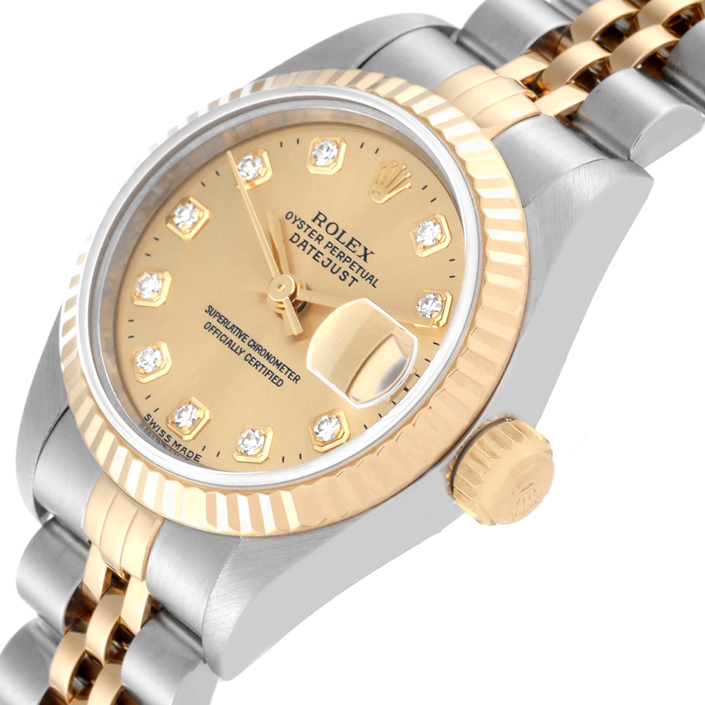 Rolex Datejust Champagne Diamond Dial Steel Yellow Gold Ladies Watch 69173 1