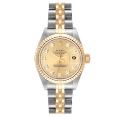 Rolex Datejust Champagne Diamond Dial Steel Yellow Gold Ladies Watch 69173