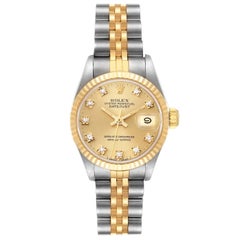 Rolex Datejust Champagne Diamond Dial Steel Yellow Gold Ladies Watch 69173