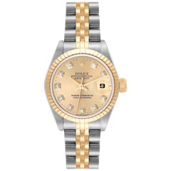 Rolex Datejust Champagne Diamond Dial Steel Yellow Gold Ladies Watch 69173
